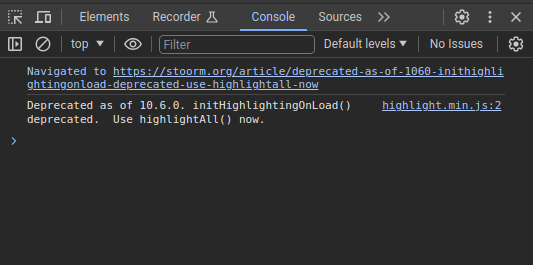 Deprecated as of 10.6.0. initHighlightingOnLoad() deprecated.  Use highlightAll() now.